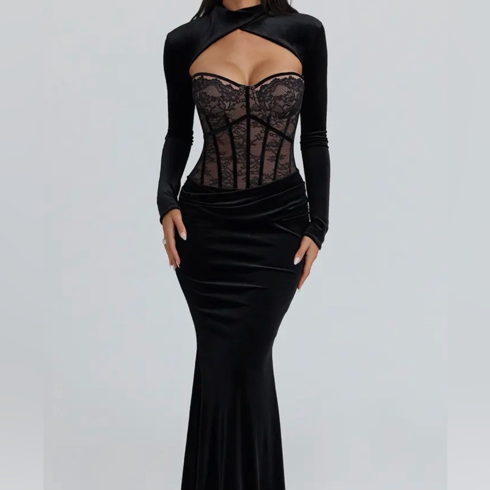 House of CB Black Lace Corset Mermaid Wedding Dress